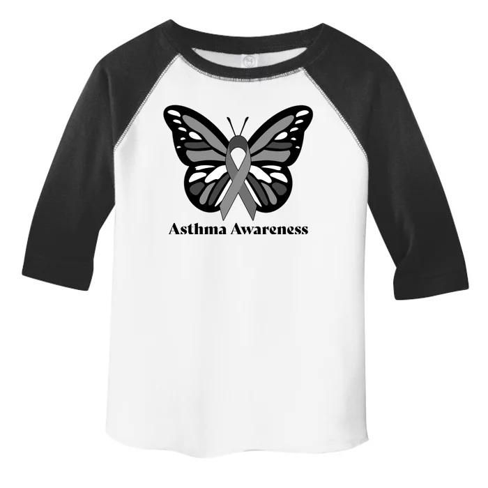 Asthma Awareness Gray Ribbon Butterfly Toddler Fine Jersey T-Shirt