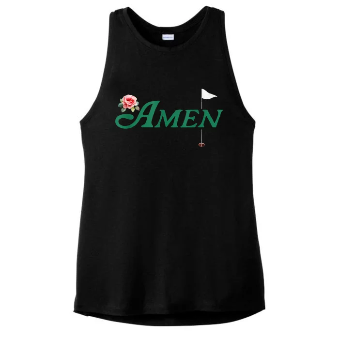 Amen Azalea Golf Masters Floral Golfing Enthusiast Ladies Tri-Blend Wicking Tank