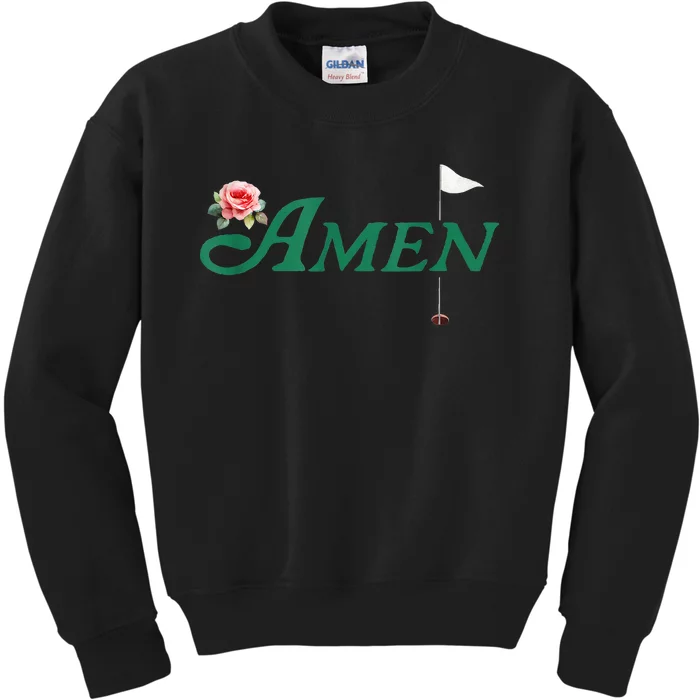 Amen Azalea Golf Masters Floral Golfing Enthusiast Kids Sweatshirt