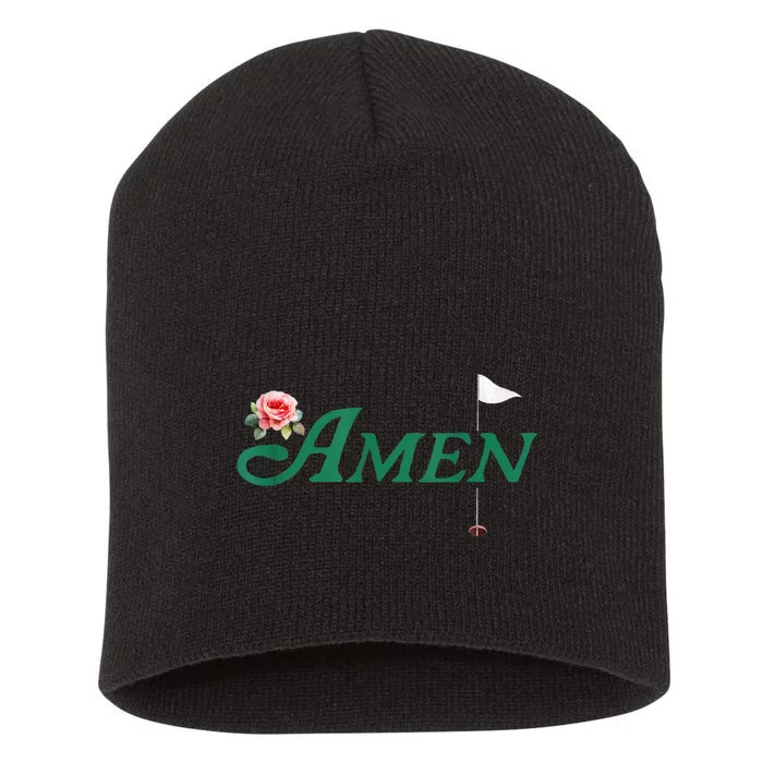 Amen Azalea Golf Masters Floral Golfing Enthusiast Short Acrylic Beanie