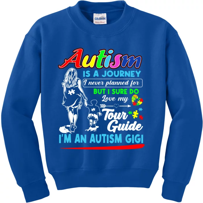 Autism Awareness Gigi Autism Is A Journey Gift Kids Sweatshirt