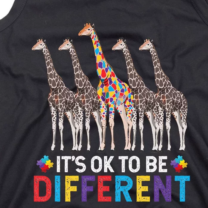 Autism Awareness Giraffe Puzzle It's Ok To Be Different Tank Top