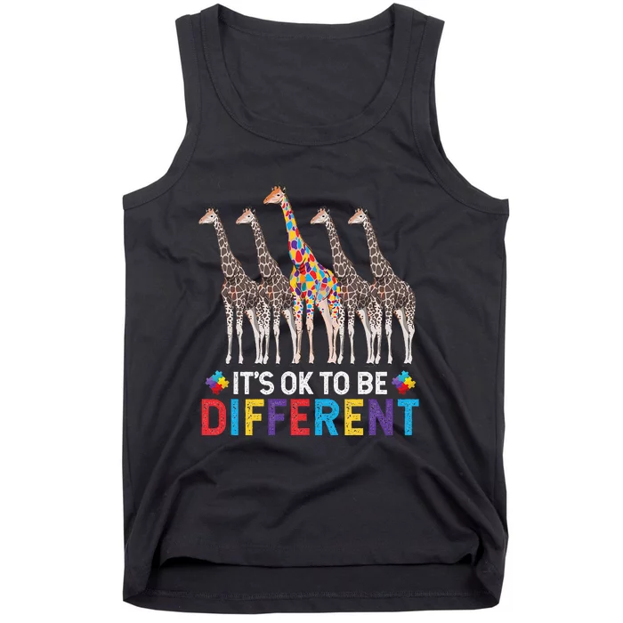 Autism Awareness Giraffe Puzzle It's Ok To Be Different Tank Top