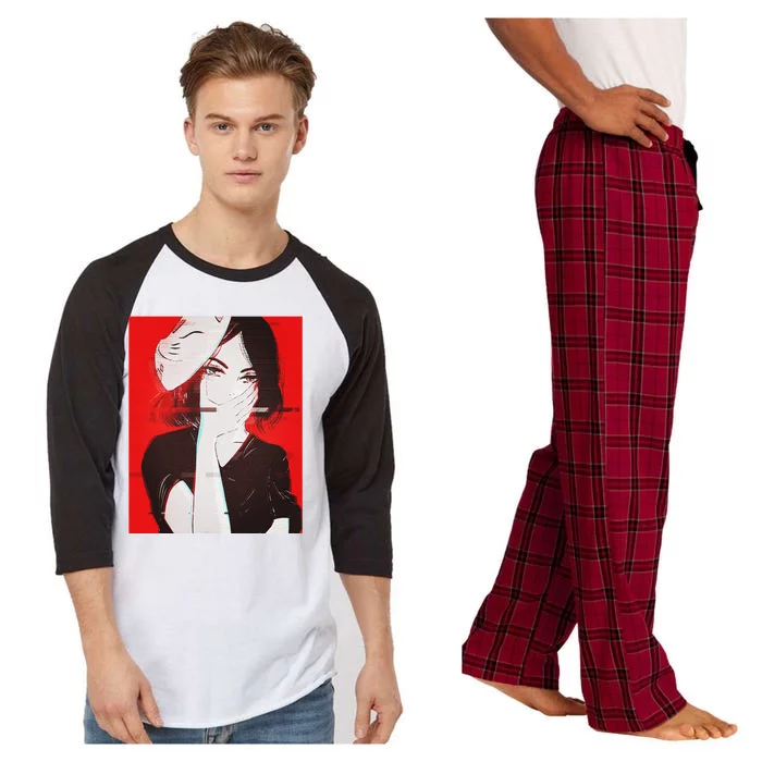 Anime Aesthetic Girl Japanese Gothic Waifu Raglan Sleeve Pajama Set