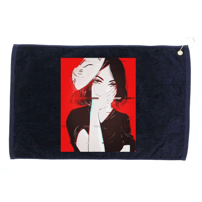 Anime Aesthetic Girl Japanese Gothic Waifu Grommeted Golf Towel