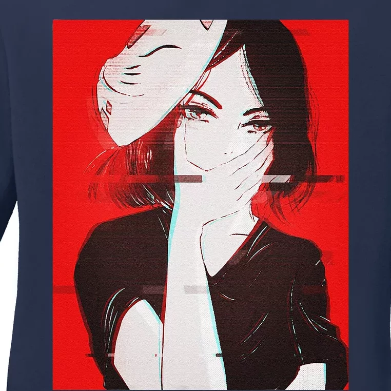 Anime Aesthetic Girl Japanese Gothic Waifu Ladies Long Sleeve Shirt