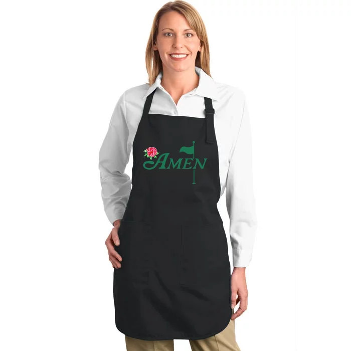 Amen Azalea Golf Masters Floral Golfing Enthusiast Design Full-Length Apron With Pocket