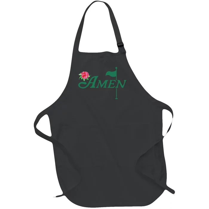 Amen Azalea Golf Masters Floral Golfing Enthusiast Design Full-Length Apron With Pocket