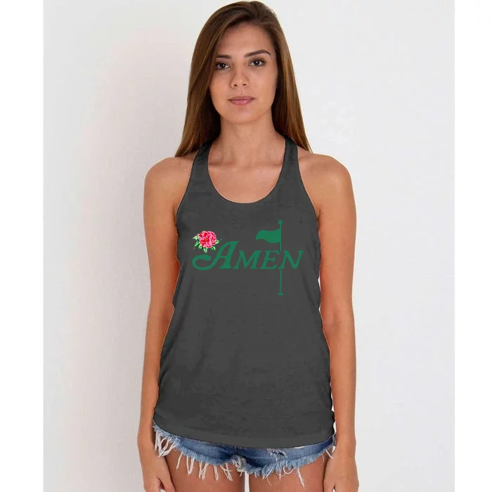 Amen Azalea Golf Masters Floral Golfing Enthusiast Design Women's Knotted Racerback Tank