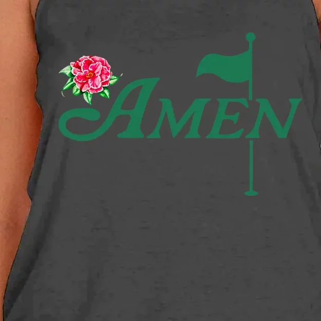 Amen Azalea Golf Masters Floral Golfing Enthusiast Design Women's Knotted Racerback Tank