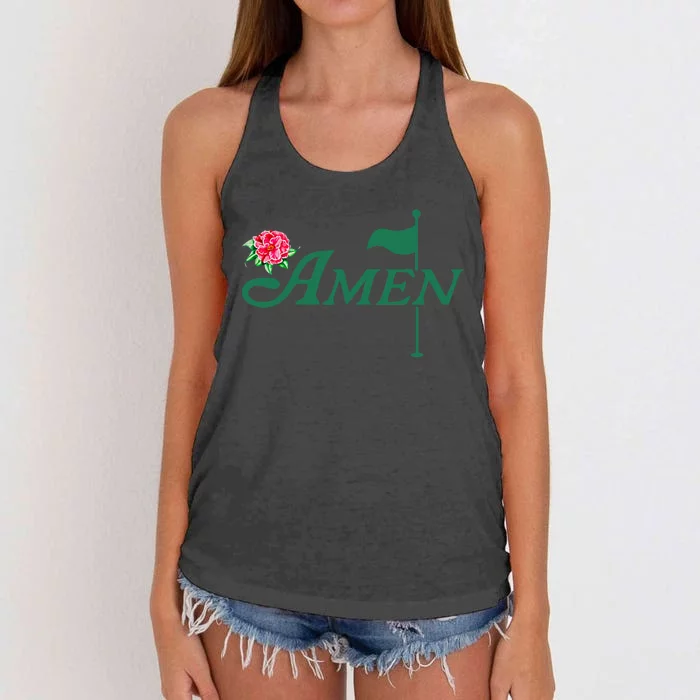 Amen Azalea Golf Masters Floral Golfing Enthusiast Design Women's Knotted Racerback Tank