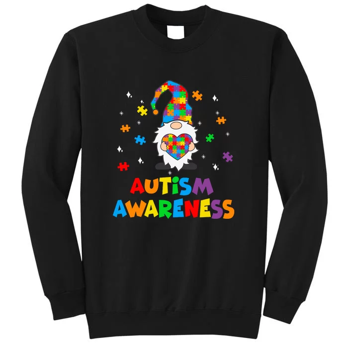 Autism Awareness Gnomes Heart Puzzle Gift Tall Sweatshirt