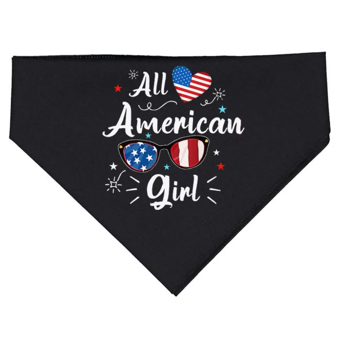 All American Girl Independence Day Apparel Gift USA-Made Doggie Bandana