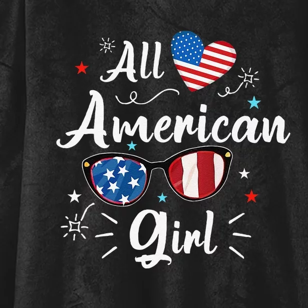 All American Girl Independence Day Apparel Gift Hooded Wearable Blanket