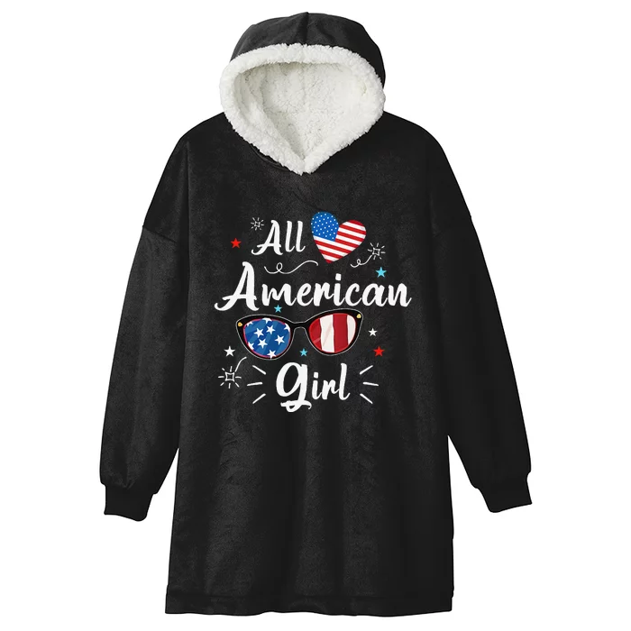 All American Girl Independence Day Apparel Gift Hooded Wearable Blanket