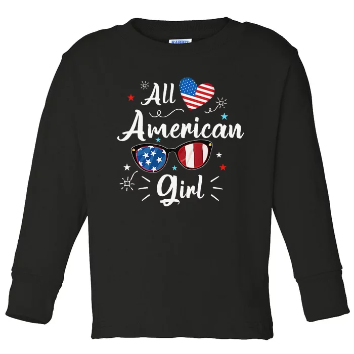 All American Girl Independence Day Apparel Gift Toddler Long Sleeve Shirt