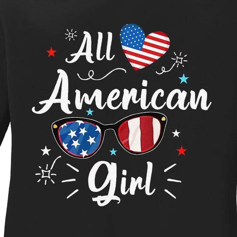 All American Girl Independence Day Apparel Gift Ladies Long Sleeve Shirt