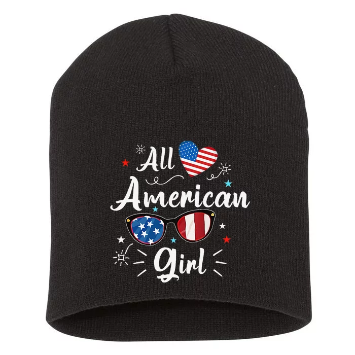 All American Girl Independence Day Apparel Gift Short Acrylic Beanie