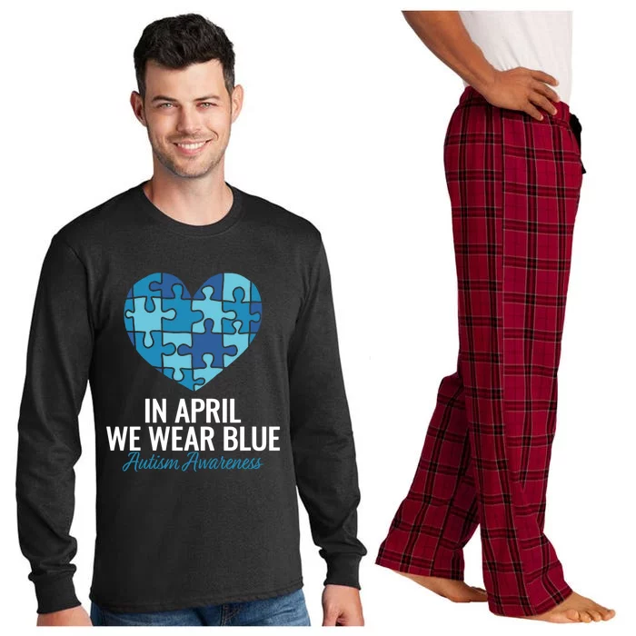 Autism Awareness Gift In April We Wear Blue Autism Gift Long Sleeve Pajama Set