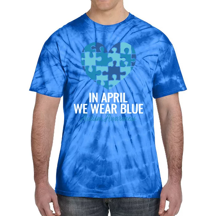 Autism Awareness Gift In April We Wear Blue Autism Gift Tie-Dye T-Shirt