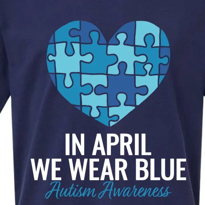 Autism Awareness Gift In April We Wear Blue Autism Gift Sueded Cloud Jersey T-Shirt