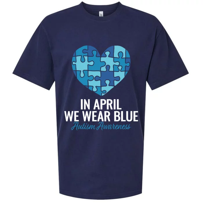 Autism Awareness Gift In April We Wear Blue Autism Gift Sueded Cloud Jersey T-Shirt