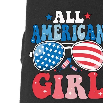 All American Girl Sunglasses 4th Of July Family Matching Doggie 3-End Fleece Hoodie