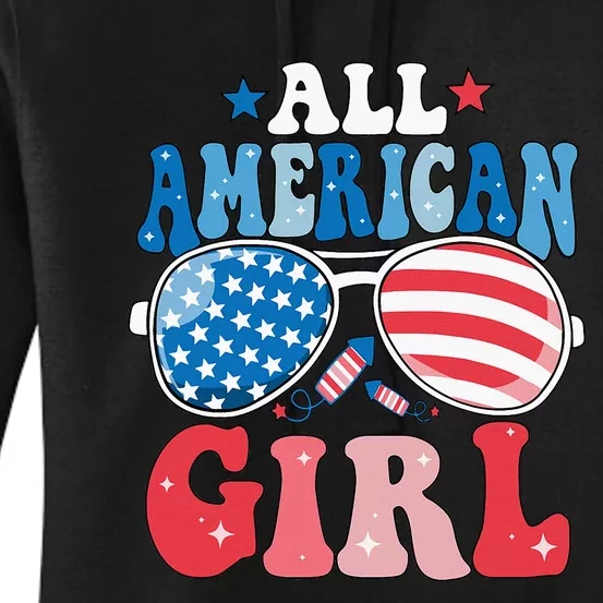 All American Girl Sunglasses 4th Of July Family Matching Women's Pullover Hoodie