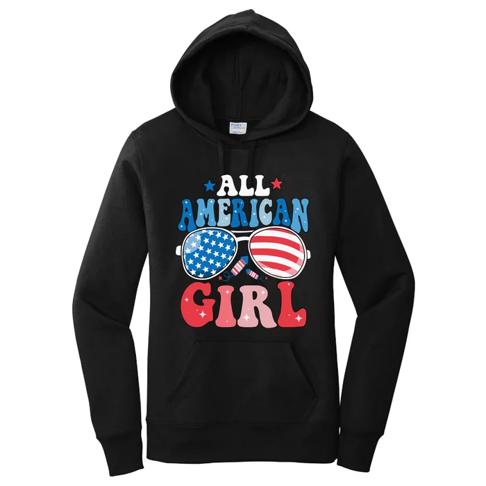 All American Girl Sunglasses 4th Of July Family Matching Women's Pullover Hoodie