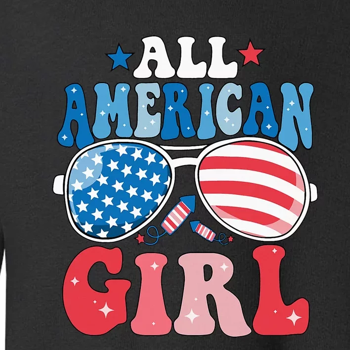 All American Girl Sunglasses 4th Of July Family Matching Toddler Sweatshirt