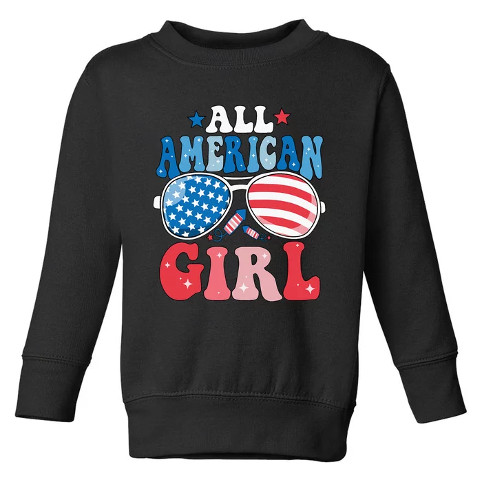 All American Girl Sunglasses 4th Of July Family Matching Toddler Sweatshirt