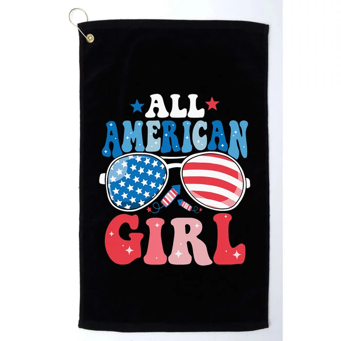 All American Girl Sunglasses 4th Of July Family Matching Platinum Collection Golf Towel