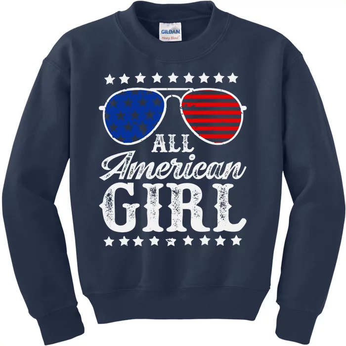 All American Girl 4th Of July Family Matching Sunglasses Kids Sweatshirt