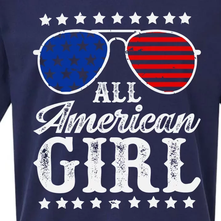 All American Girl 4th Of July Family Matching Sunglasses Sueded Cloud Jersey T-Shirt