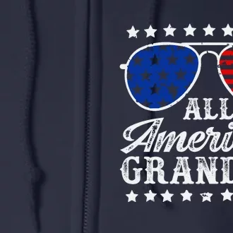 All American Grandma 4th Of July Family Matching Sunglasses Mothers Day Full Zip Hoodie