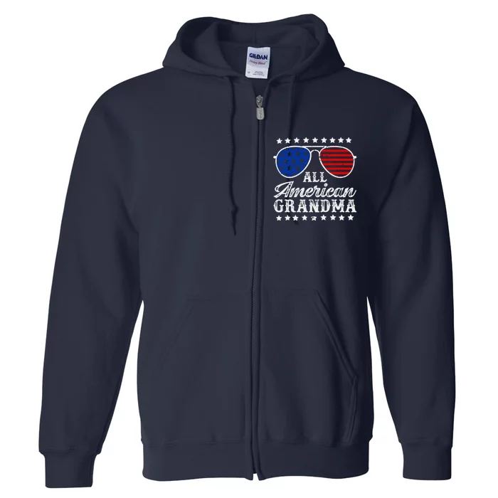 All American Grandma 4th Of July Family Matching Sunglasses Mothers Day Full Zip Hoodie