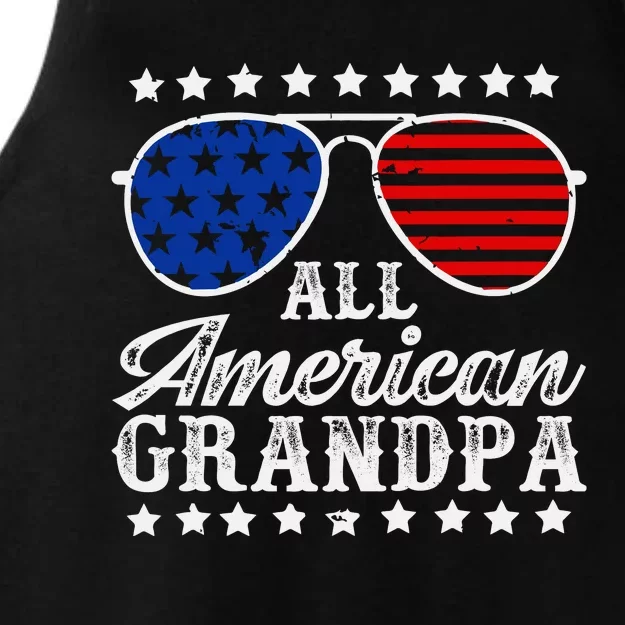 All American Grandpa 4th Of July Family Matching Sunglasses Fathers Day Ladies Tri-Blend Wicking Tank