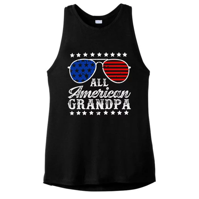 All American Grandpa 4th Of July Family Matching Sunglasses Fathers Day Ladies Tri-Blend Wicking Tank