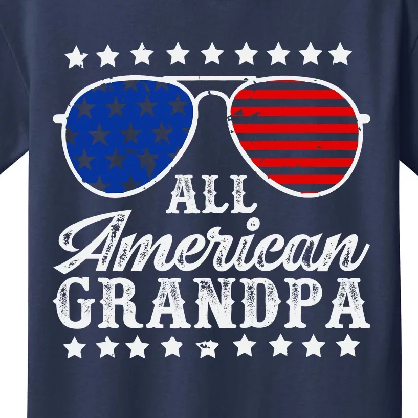 All American Grandpa 4th Of July Family Matching Sunglasses Fathers Day Kids T-Shirt