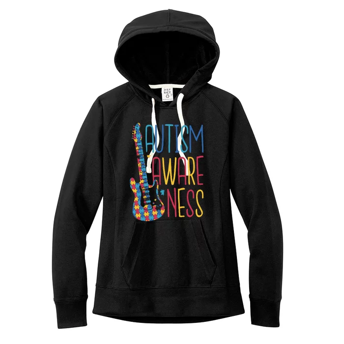 Autism Awareness Guitar Women's Fleece Hoodie