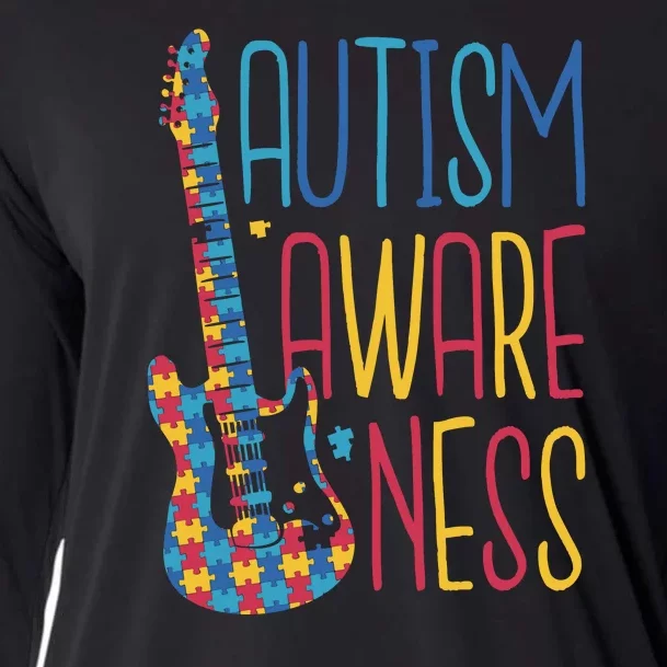 Autism Awareness Guitar Cooling Performance Long Sleeve Crew