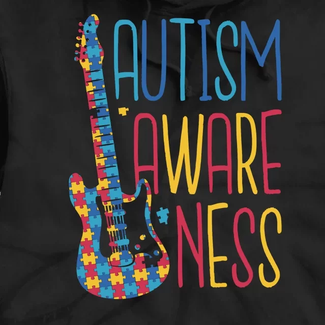 Autism Awareness Guitar Tie Dye Hoodie