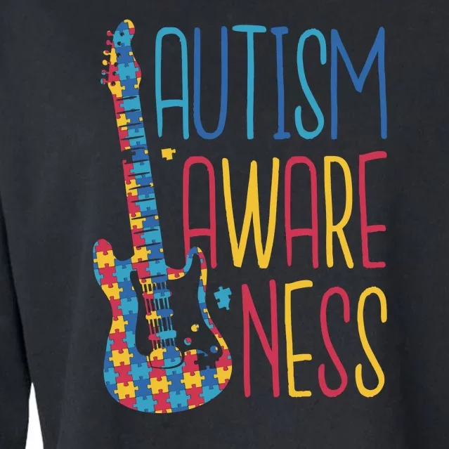 Autism Awareness Guitar Cropped Pullover Crew