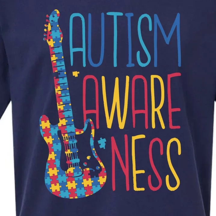 Autism Awareness Guitar Sueded Cloud Jersey T-Shirt