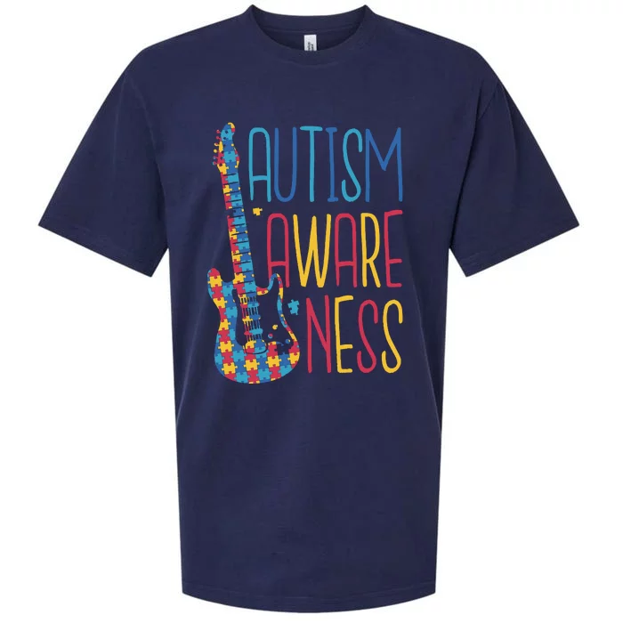 Autism Awareness Guitar Sueded Cloud Jersey T-Shirt