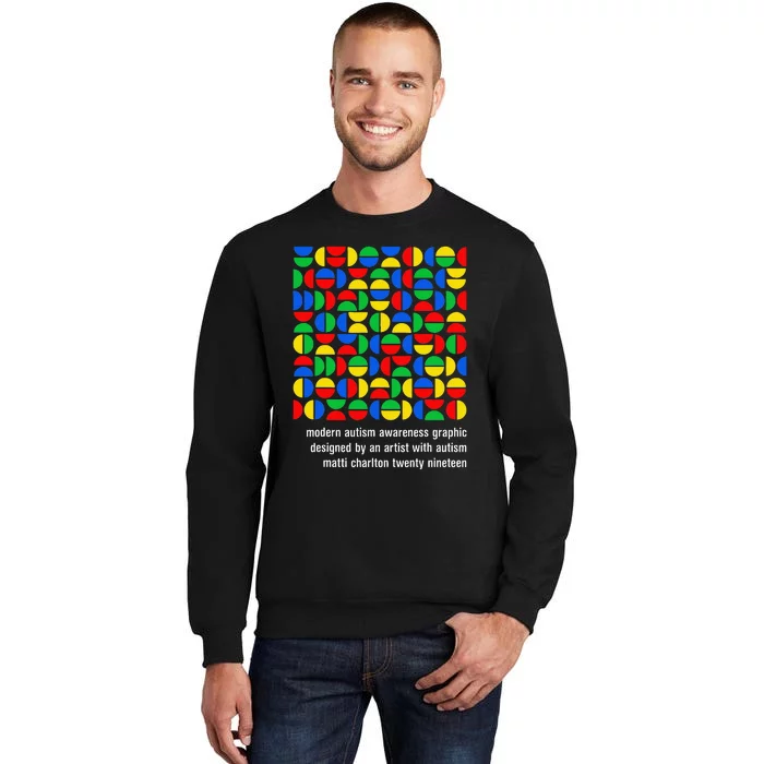 Austism Awareness Graphic Design Bauhaus Style Modern Art Tall Sweatshirt