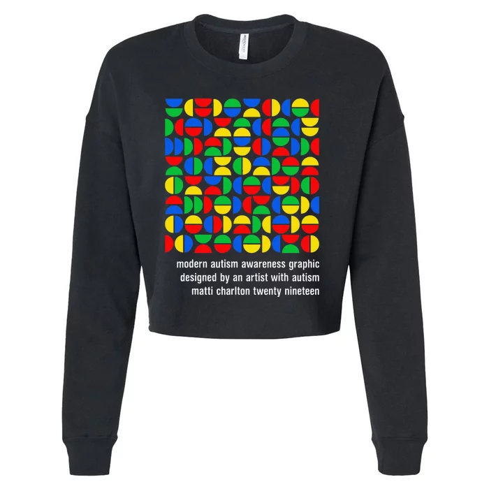 Austism Awareness Graphic Design Bauhaus Style Modern Art Cropped Pullover Crew