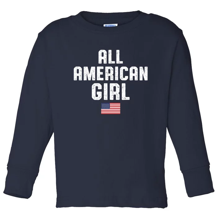 All American Girl USA Flag Toddler Long Sleeve Shirt