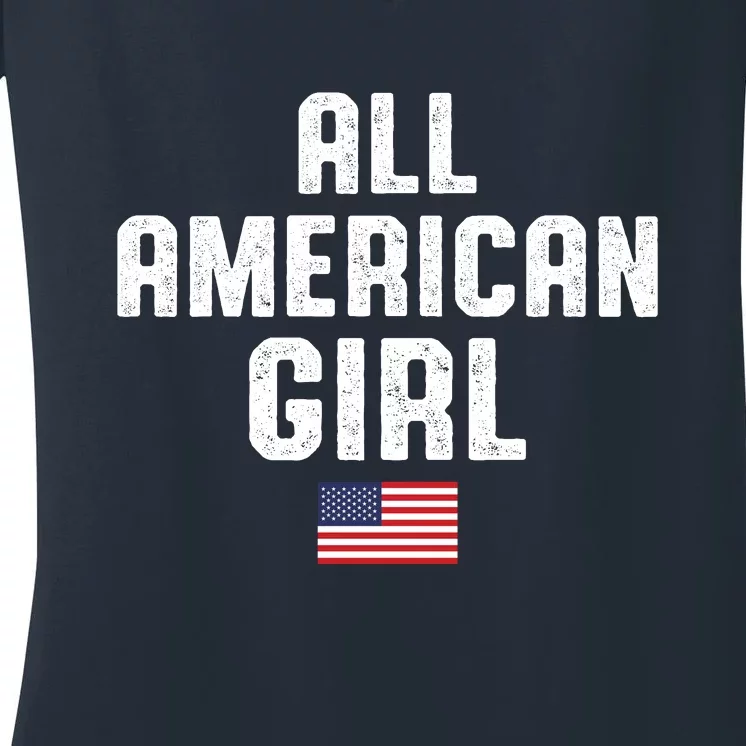 All American Girl USA Flag Women's V-Neck T-Shirt