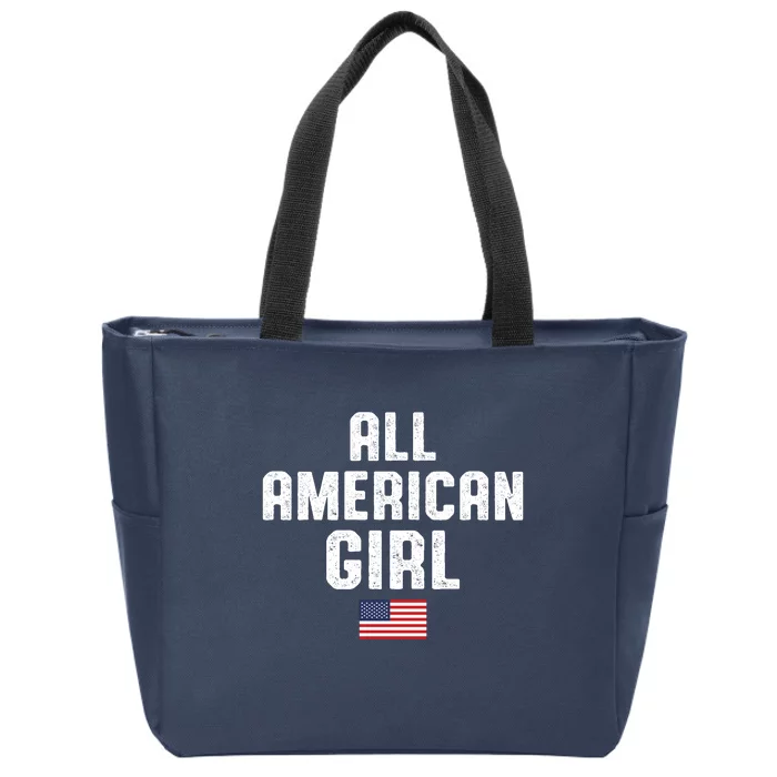 All American Girl USA Flag Zip Tote Bag